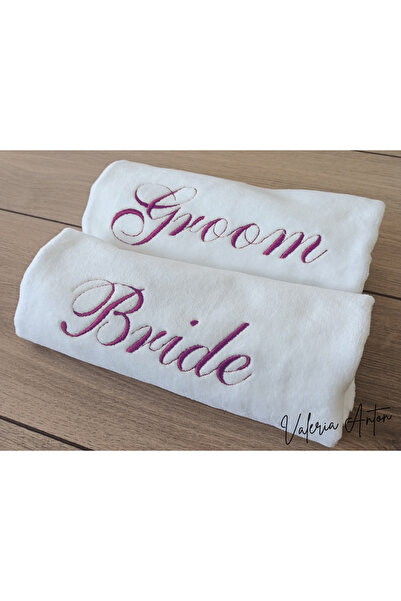 Valeria Anton Набір рушників для нареченої та нареченого з вишивкою Bride & Groom