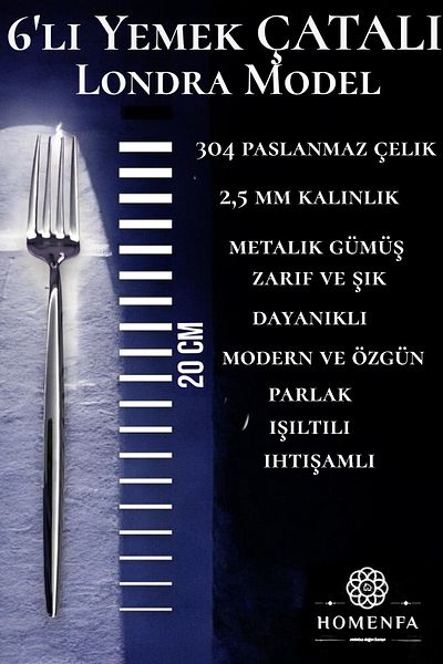 HOMENFA 6Pcs Luxury London Model Dinner Forks (Stainless Steel)