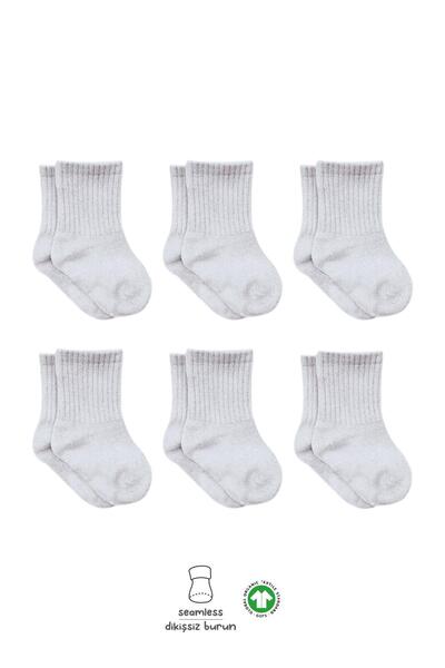 Bibaby Baby Combed Cotton Plain 6-Piece Socks