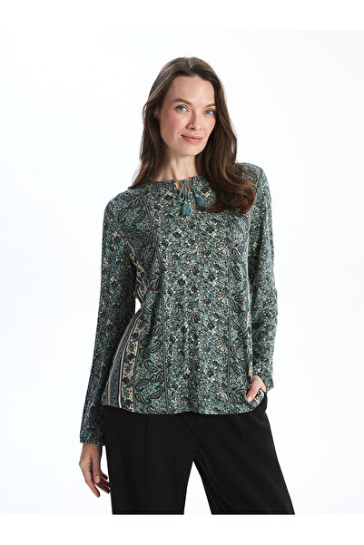 LC Waikiki Lcw Lace-Up Collar Print Women's Blouse