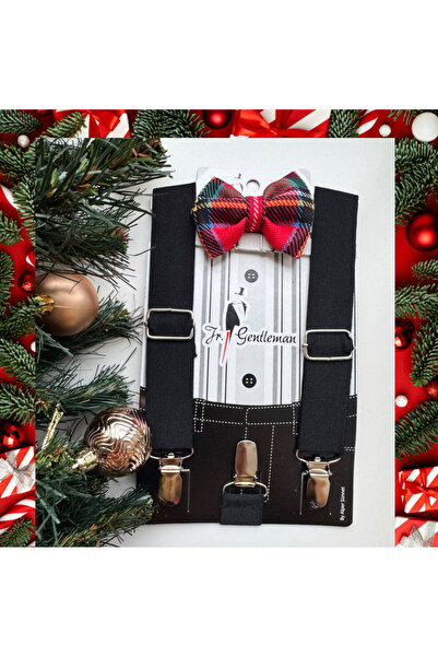 Elit Ekoseli papyon ve pantolon askısı seti