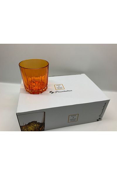 Paşabahçe 52885 Carat Series 6 Pieces Orange Colored Whiskey Water Soft Drink 300 Cc