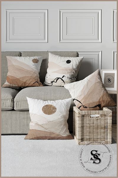 SasoHome Model de pictură Husă de pernă, imprimată digitală, cu model, 4 piese, Desert Sands