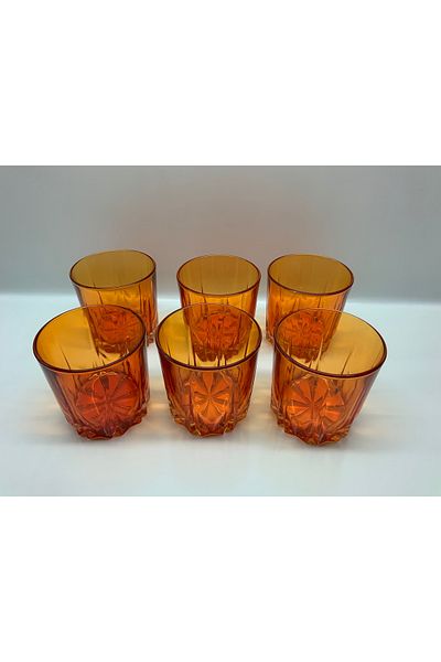 Paşabahçe 52885 Carat Series 6 Pieces Orange Colored Whiskey Water Soft Drink 300 Cc
