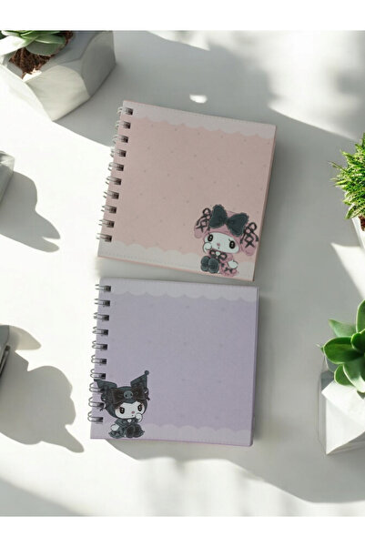 nihonwosekai 2 قطعة سانريو كورومي ماي ميلودي 8x8 سم مفكرة أنيمي صغيرة حلزونية