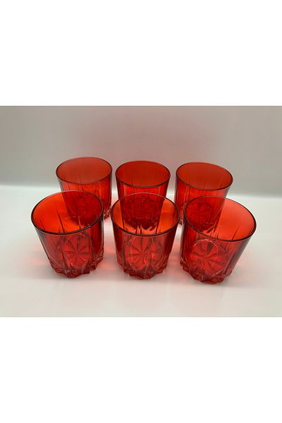 Paşabahçe 52885 Carat Series 6 Pieces Red Colored Whiskey Water Soft Drink 300 Cc