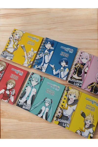 nihonwosekai 6Pcs Hatsune Miku Colorful Pjsekai Project Sekai 8X8Cm Mini Anime Spiral Notepad