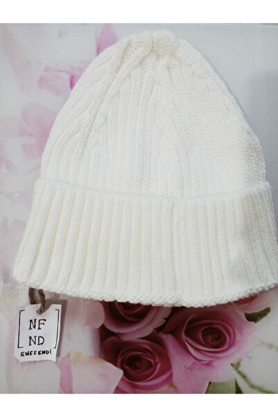 ENEFENDİ Beretă unisex de iarnă din acril tricotat cu nervuri, bej