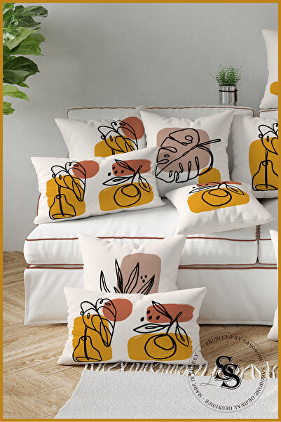 SasoHome Simple Modern Designed Flowers 4-Piece Digital Printed Throw Pillow Cover