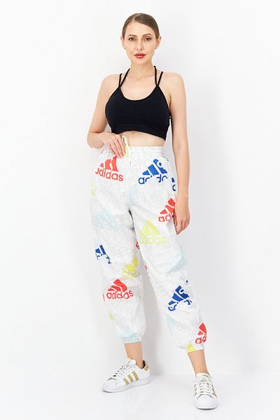 adidas Women Loose Fit Training Jogger Pants, White Combo