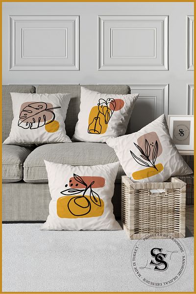 SasoHome Husă de pernă cu flori cu design modern simplu, imprimată digital, 4 bucăți