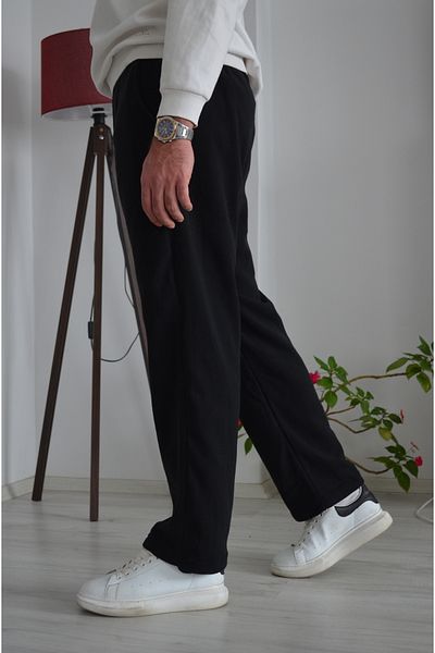 Mind Clothes Black Winter Semi Plush Baggy Pants