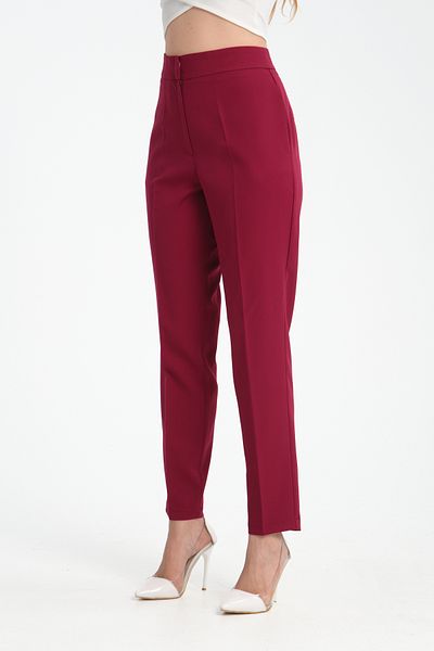 MODA Pantaloni de damă din stofă cu buzunare cu talie înaltă