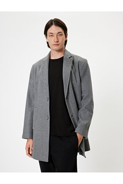 Koton Stamped Slim Fit Coat - Pocket Detailed