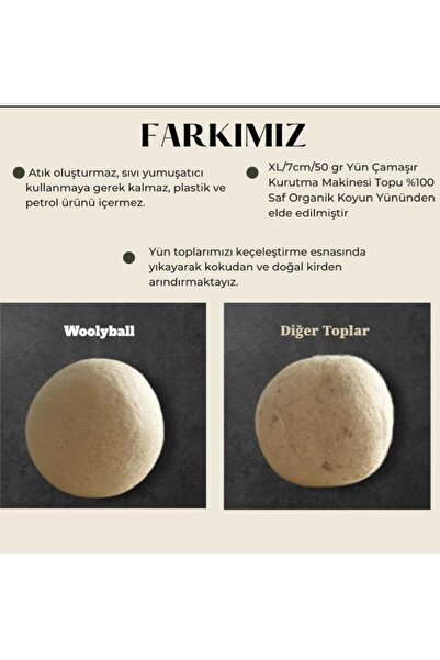 Genel Markalar Yün Çamaşır Kurutma Makinası Topu-6 Adet Xl %100 Organik (5 ML ESANS HEDİYE)