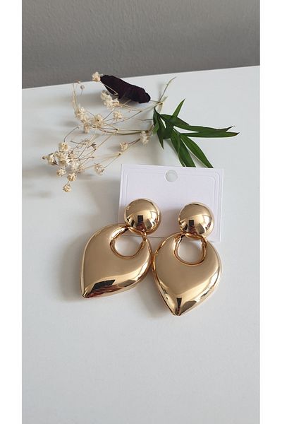Feride Steel Earrings Women's Steel Vintage Detail 316L Trend Stainless Steel Earrings Color Guaranteed Brass