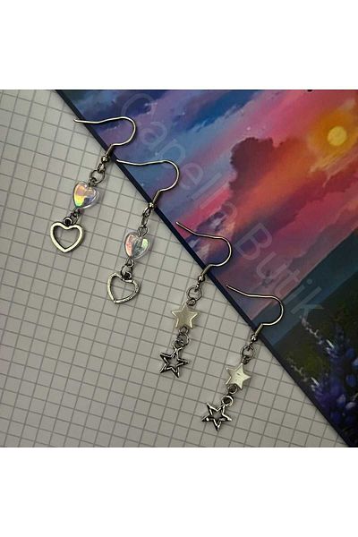 Capella Fairycore style Pearl and Heart Earrings Set of 2