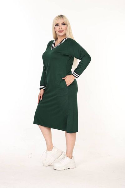 ZTO Women's Large Size Strip Detail Dress
