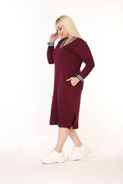 ZTO Women's Large Size Strip Detail Dress