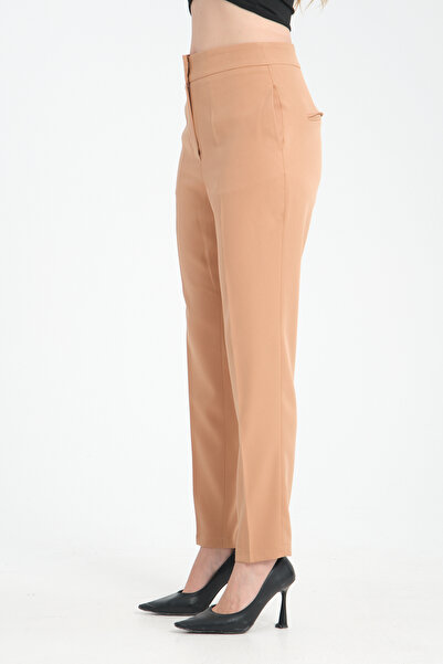 MODA Kadın Kumaş Pantolon Yüksek Bel Cepli Detayi