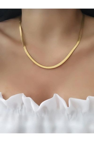 AseLJewellery Steel Italian Crushed Chain Necklace