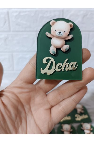 doğrukan Teddy Bear Window Plexiglass Newborn Birthday Gift Refrigerator Ornament Magnet (10 Pcs)