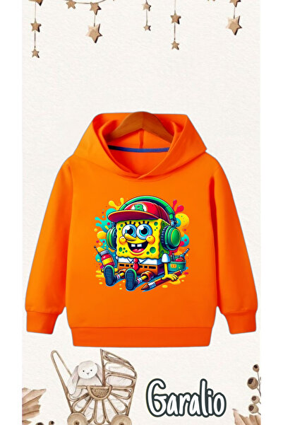 Garalio سويت شيرت بغطاء للرأس مطبوع عليه سبونج بوب للأطفال