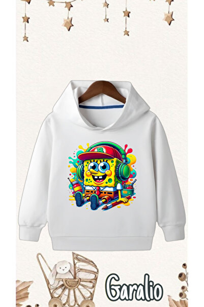 Garalio سويت شيرت بغطاء للرأس مطبوع عليه سبونج بوب للأطفال