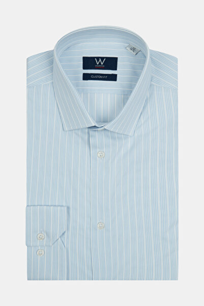 W Collection MAVİ BEYAZ KLASİK GÖMLEK