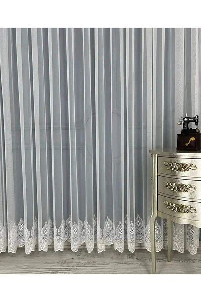 evihtiyaclarim by IOC Bamboo Tulle Curtain - Honeycomb No Iron on Top, 1X3 Close Pleated with Living Room and Guest Room