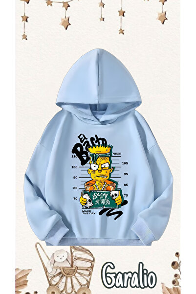 Garalio Детска суитшърт с качулка и принт на Ел Барто Симпсън
