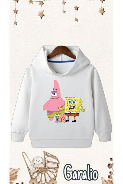 Garalio سويت شيرت بغطاء للرأس مطبوع عليه سبونج بوب للأطفال