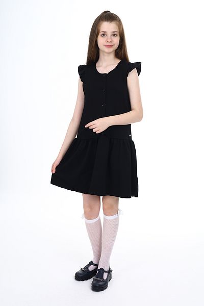 Toontoy Girl's Buttoned Metal Crest Detailed School Dress