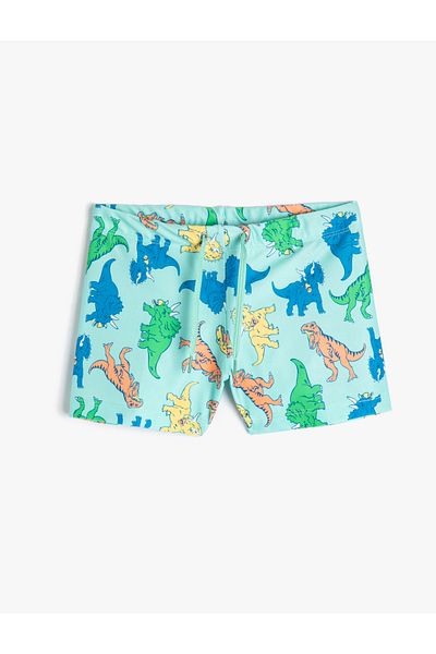 Koton Dinosaurier bedruckte Badeshorts mit Taillenband