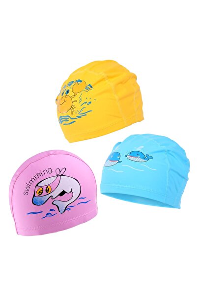 Endless Kids Fun Swimming Cap Set â€“ 3-Pack Soft & Stretchy Silicone Swim Caps  Blue, Pink, Yellow