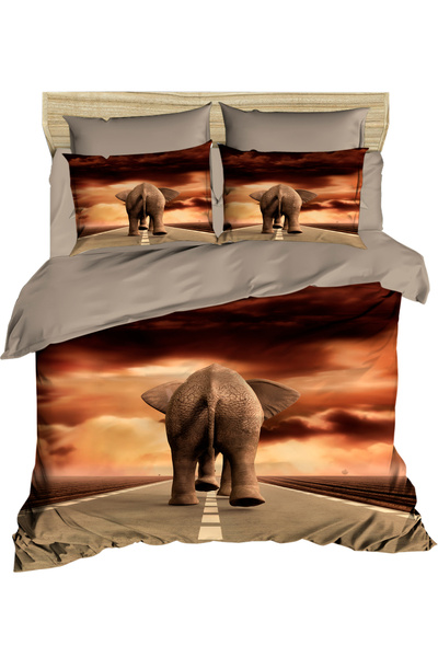 Fabeteks Elephant Street 3D Double Duvet Cover Pillow Set