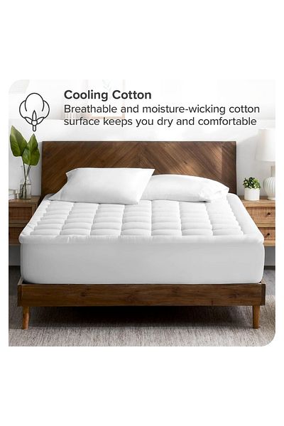 KOZZY HOME 750 Gr Fitted Fluffy Sleeping Pad, Orthopedic Mattress Top and Protector, 2 Pillow Cases as a Gift
