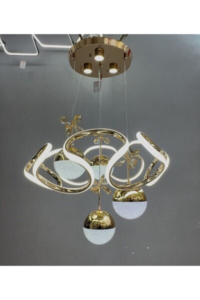 esenavize 4 Toplu , 3 Renkli  Modern  Gold Kaplamalı  Led Avize garantili