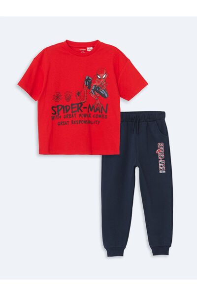 LC Waikiki Lcw Spiderman Printed Boy's Sweatshirt and Sweatpants 2-Piece