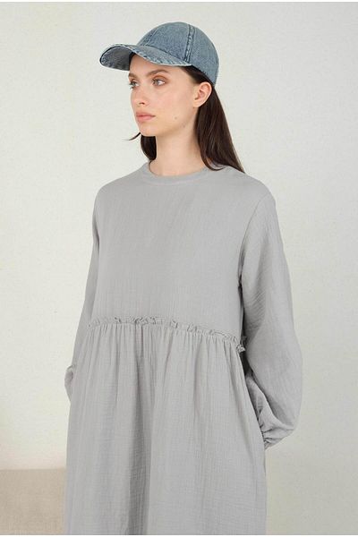 HEQA Rochie de muselina gri deschis