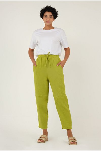 HEQA Pantaloni de muselină despicați verde acid