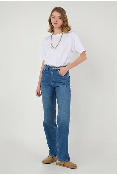 HEQA Jean Straight Fit Albastru Mediu
