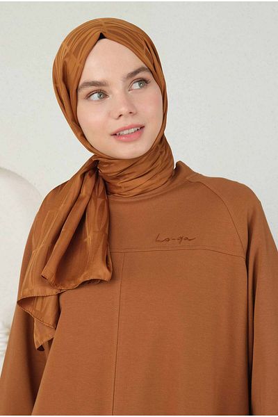 HEQA Şal jacquard cu model Jou colorat caramel