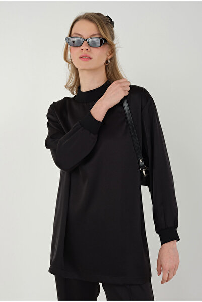 HEQA Чорний атласний комплект - з резинкою