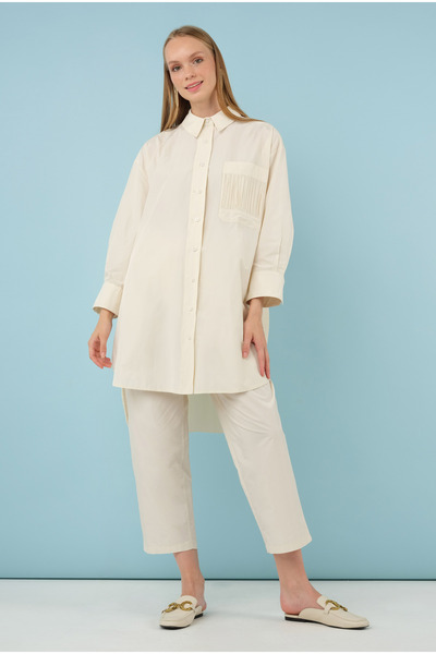 HEQA Piliseli Gömlek Ekru