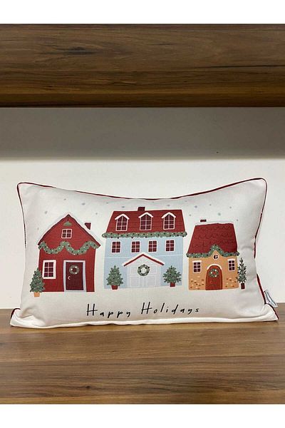 KIRLENTİM H1064 Digital Printed Double Sided Patterned Throw Pillow Cover with Piping Edges