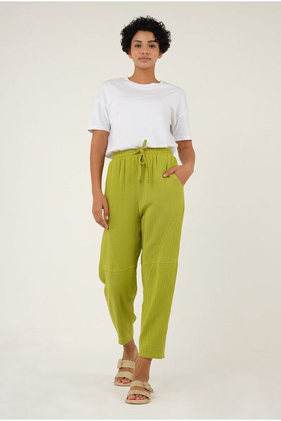 HEQA Pantaloni de muselină despicați verde acid