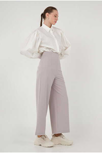 HEQA Midi Palazzo Trousers Gray
