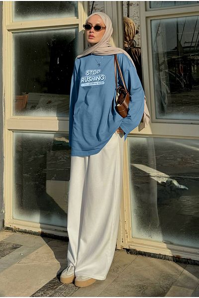 HEQA Blue Crew Neck T-Shirt - 70 cm