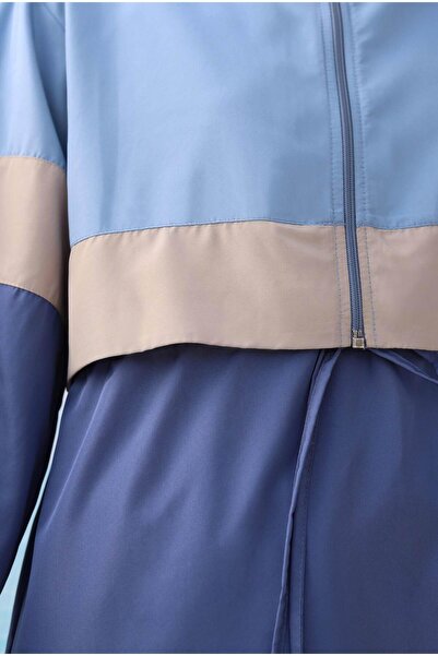 HEQA Χρώμα Λεπτομερές Μαγιό Hijab Τζιν Μπλε